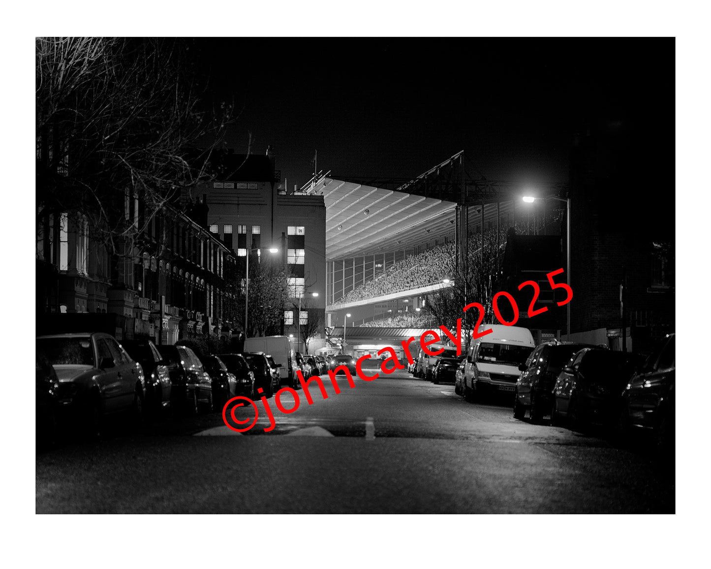 Evening game at Highbury, Arsenal. 20x16 print